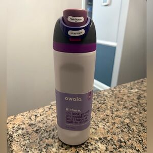 Owala Gray and Purple Insulated Water Bottle